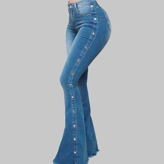 High-waisted stretch mop jeans