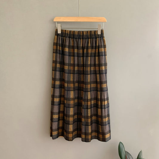Plaid slim high-waisted skirt
